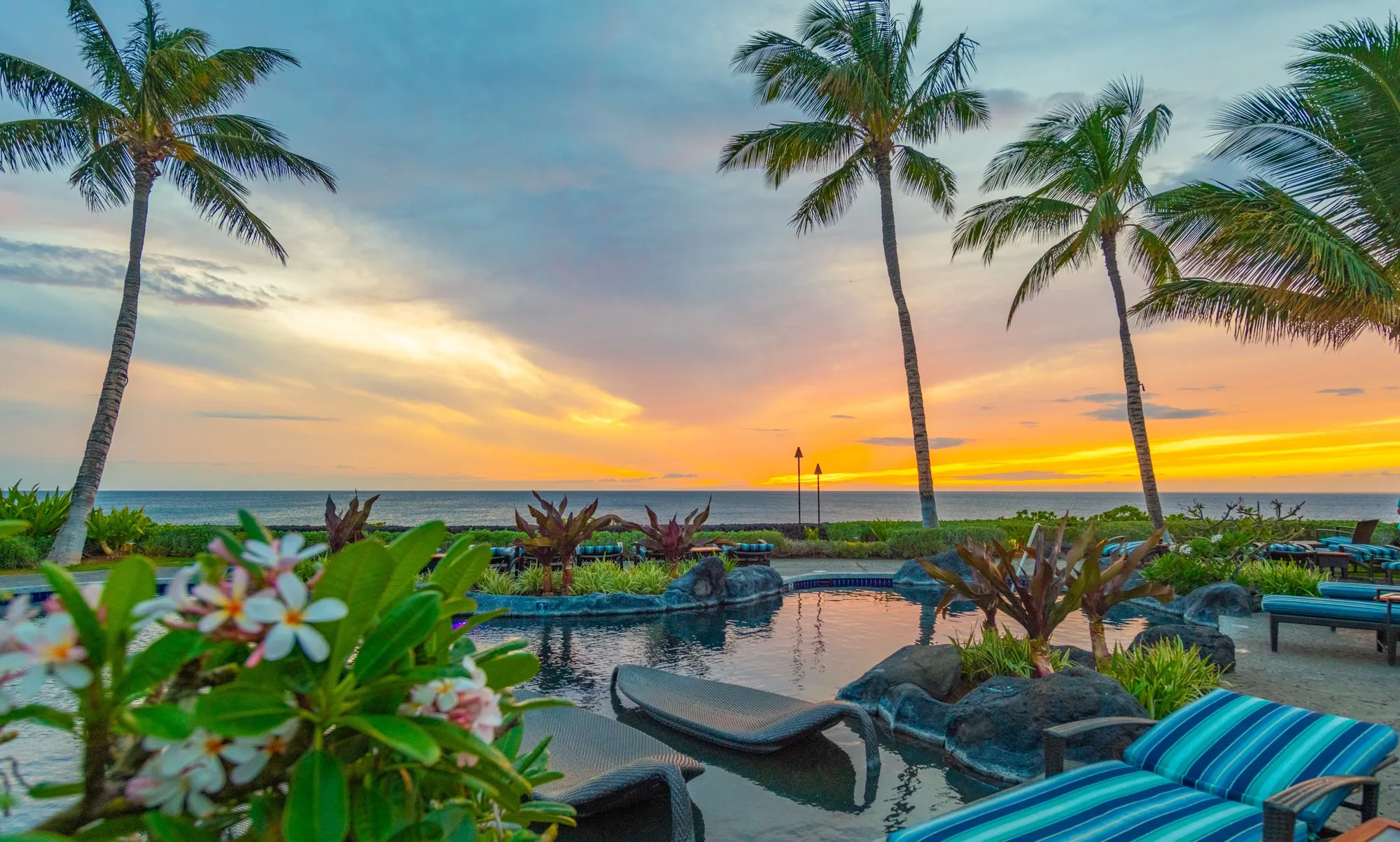 Sunset over the water at the Hali'i Kai Ocean Club